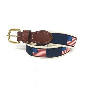 Patriotic Flag Belt with Gold Buckle